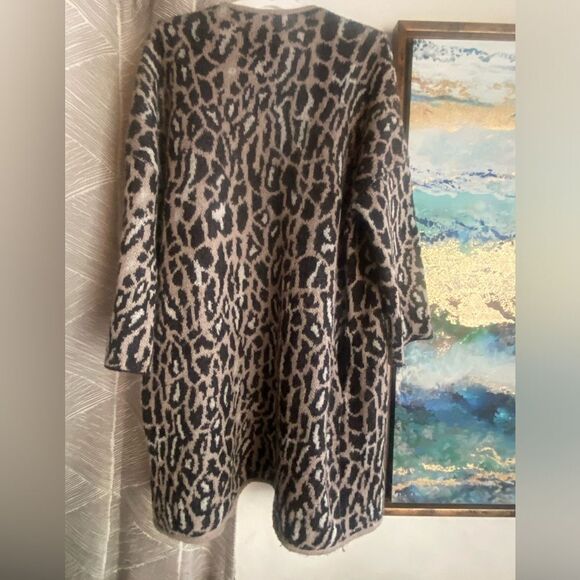 Joie Sweater Womens Sz Small Leopard Print Open Front Wool Mohair Blend Cardigan - Picture 11 of 11
